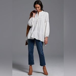 Anthropologie Haley embroidered lace tunic blouse